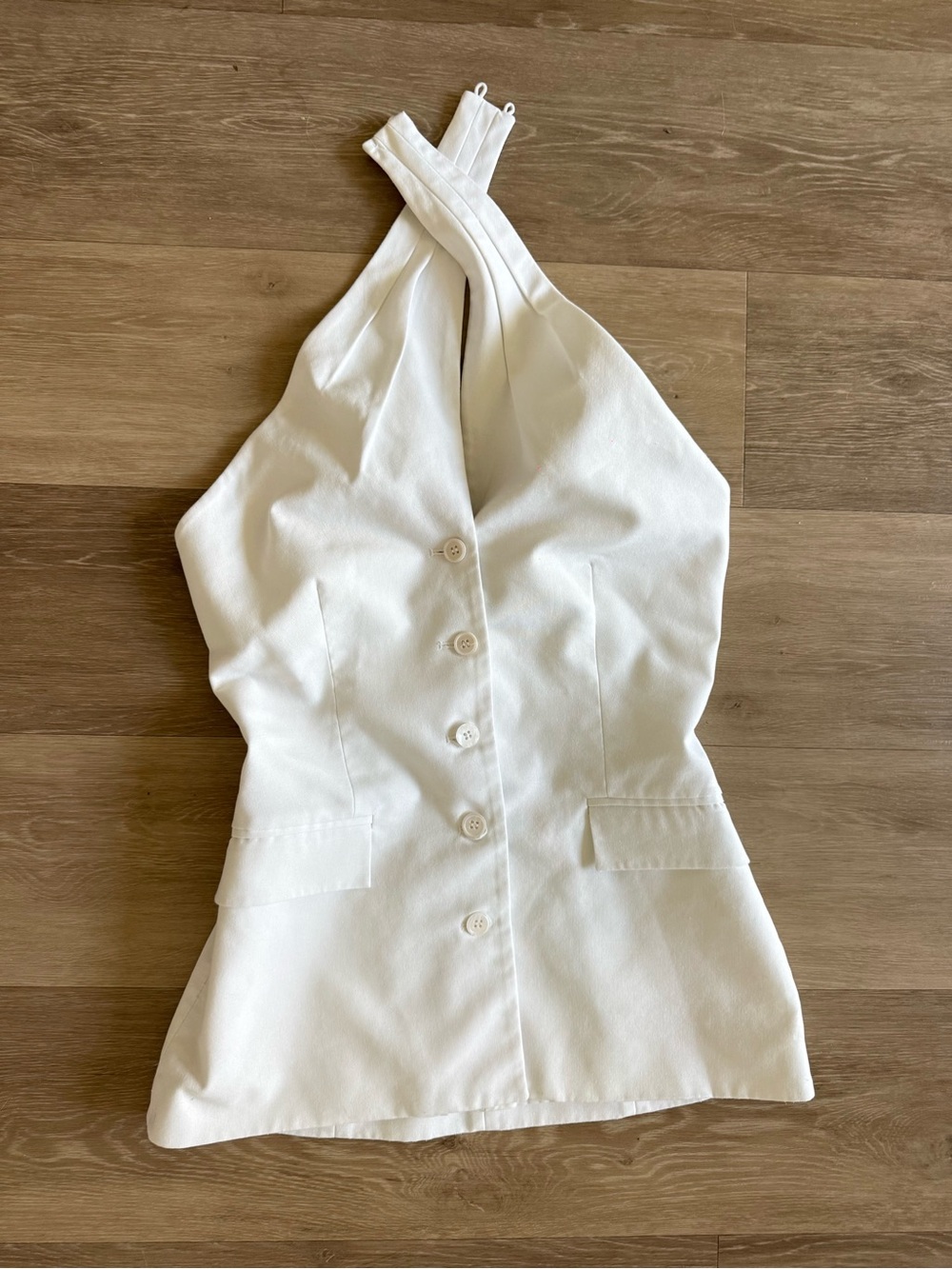 White Button-Front Halter Camisole